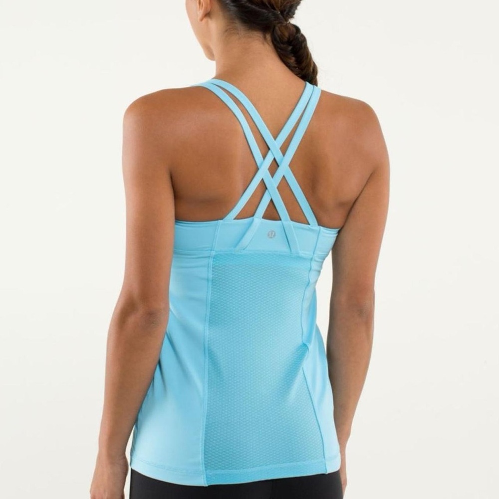 Lululemon Energy Tank Blue Moon Women’s Athletic Yoga Top Criss Cross Straps